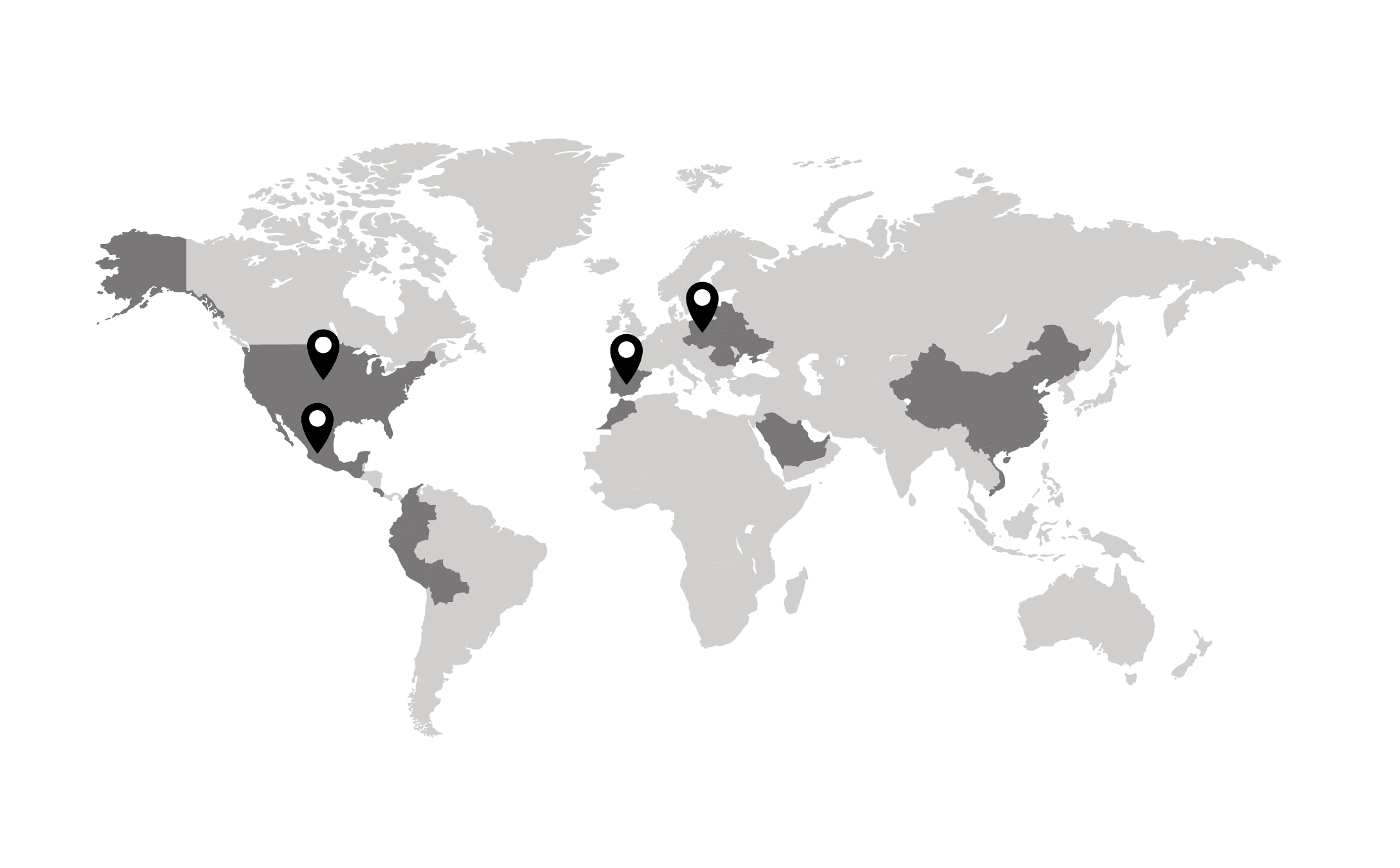 Mapa de presencia internacional de Dermogalenic Experts